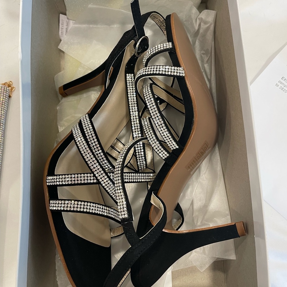 Davids Bridal Crystal Strap Heels - Never Worn